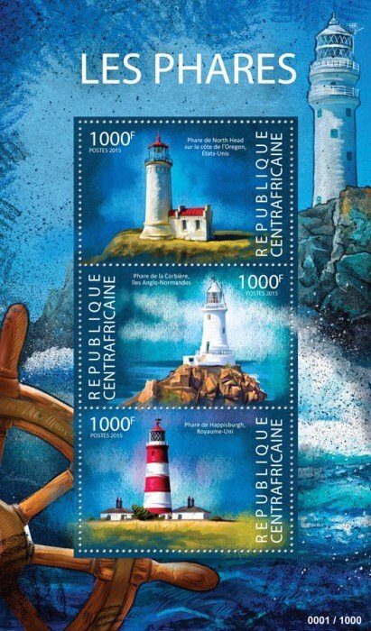 C A R - 2015 - Lighthouses - Perf 3v Sheet - Mint Never Hinged