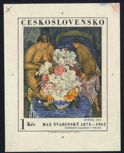 Czechoslovakia #1847P, 1972 Art (Nosegay by Max Svabinsky), 1kr imperf. die...