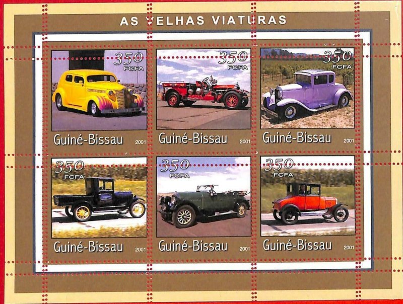 A0772 -  GUINEA-BISSAU - ERROR   MISSPERF SHEET - TRANSPORT Old Cars  2001