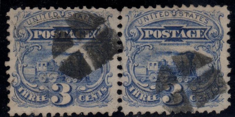 U.S. Scott #114 - Used Pair, Black Fancy Cancels