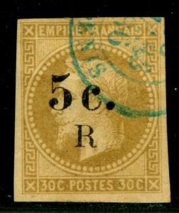 French Colonies - REUNION 1885 Napoleon 5c on 30c brown Scott # 5 used