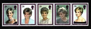 Great Britain-Sc#1795a-unused NH strip-Royalty-Princess Diana-1998-