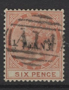 TOBAGO SG28 1887 ½d on 6d ORANGE-BROWN USED