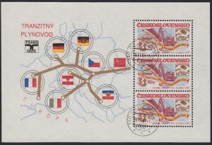 Czechoslovakia 1984 Block 61 Souvenir Sheet * MAP * TRANSGAS PIPELINE