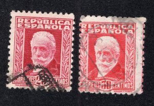 Spain 1931 25c lake & 30c carmine rose Iglesias, Scott 520a-521a used