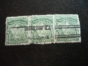 Stamps - New Zealand - Scott# 84 - Used Strip of 3 Stamps