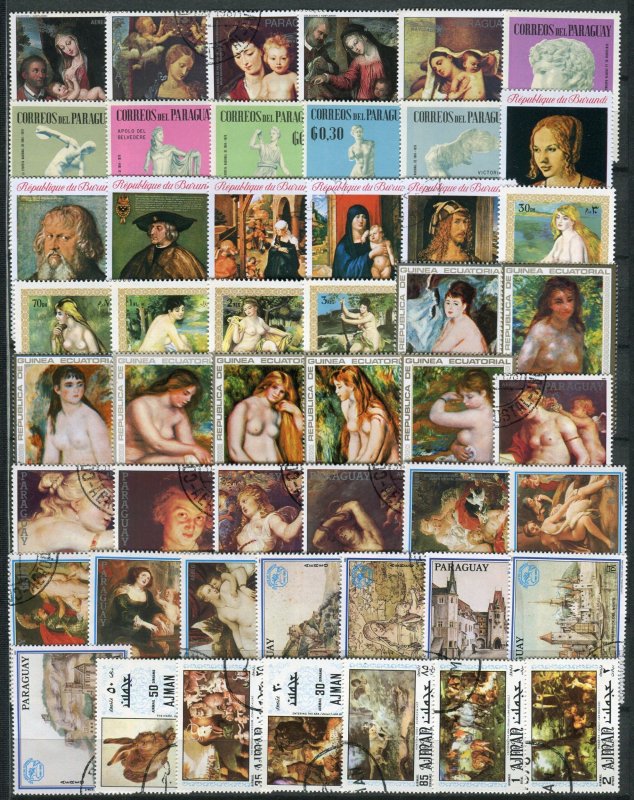101 - Art - Painting - Nudes - 50 Different used stamps