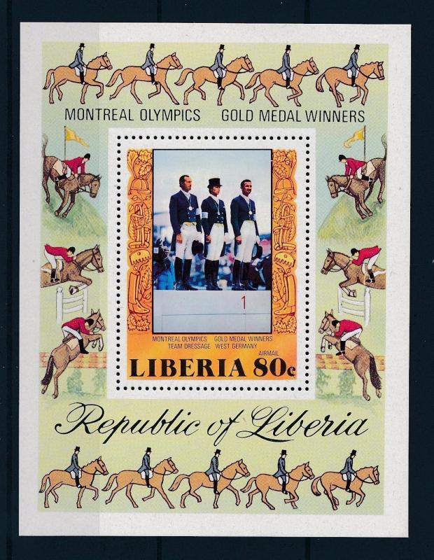 [46607] Liberia 1977 Olympic games Equestrian team Germany Horse  MNH Sheet