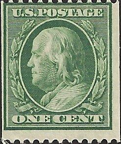 # 385 MINT NEVER HINGED GREEN BEN FRANKLIN