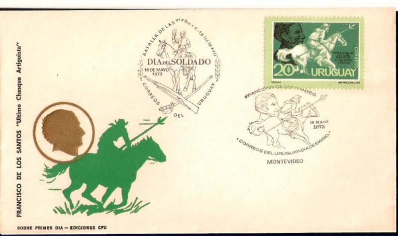 URY-137 URUGUAY 1973 MILITARIA  BATTLE SOLDIER OLD FDC WITH SPECIAL POSTMARK