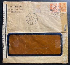 1944 Oran French Algeria Dual Censored Window Cover To The USA