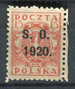 POLAND; 1920 Silesia Optd. issue ' 1920 S.O. ' Mint hinged 15f. value