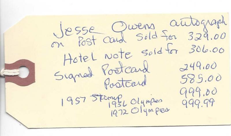 Catalog # 716 Olympic Stamp 1932 Jesse Owens Autograph Excellent Stamp & Signing