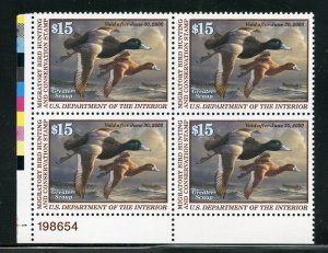 UNITED STATES SCOTT #RW66 DUCK PLATE BLOCK LOWER LEFT MINT NEVER HINGED