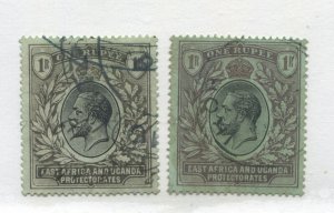 East Africa and Uganda KGV 1912 1 rupee 2 different shades used