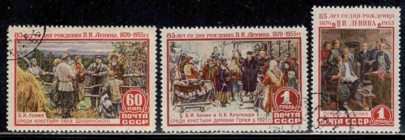 Russia #1753-55 ~ Cplt Set of 3 ~ Annv Birth of Lenin ~ CTO, MX  (1955)