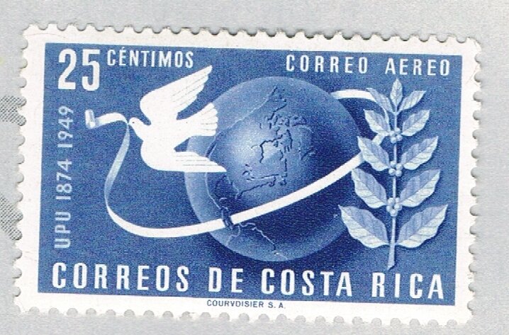 Costa Rica Globe dove blue 25c (AP129208)