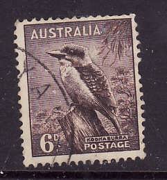 Australia-Sc#173-used 6p violet brown-Kookaburra-Birds-1942-