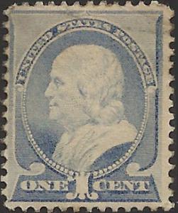 # 212 Ultramarine Mint Hinged Ben Franklin Cat $90.00