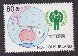 Norfolk Island # 250, International Year of the Child, Map, NH, 1/2 Cat.