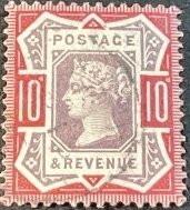 GREAT BRITAIN # 121-USED----SINGLE----CARMINE ROSE & LILAC-----1890