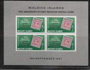 MALDIVE ISLANDS, 86A, MNH, S.S OF 4, MALDIVES POSTAGE