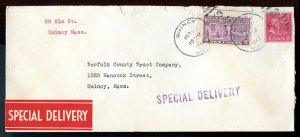 U.S. Scott 841 Coil and Scott E15 on 1940 Special Delivery  Letter 