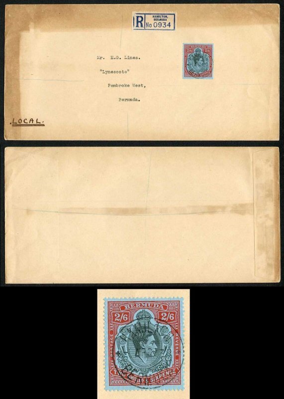 Bermuda KGVI 2/6 Perf 14 on cover