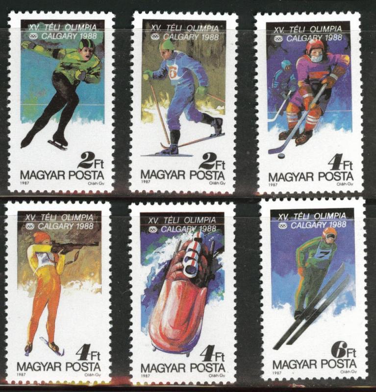 HUNGARY Scott 3094-99 MNH** 1987 winter olympic stamp set