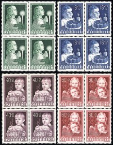 Austria Stamps # 260-3 MNH XF Blocks Of 4 Scott Value $265.00