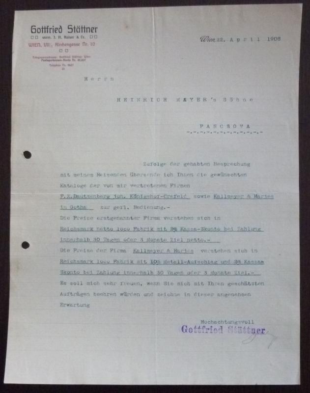 JUDAICA - EARLY ADVERTISING DOCUMENT - MEMO PAPER R! austria yugoslavia J14