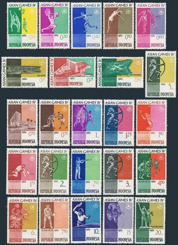 Indonesia 550-573,MNH.Mi 333/364. 4th Asian Games,Jakarta 1962.Sports.