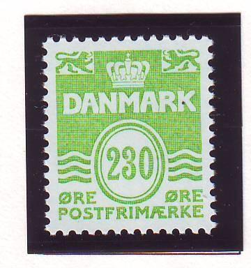 Denmark Sc 694 1984 230 ore bright yellow green wavy lines stamp mint NH