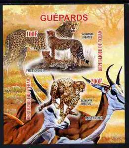 TCHAD CHAD SHEET IMPERF WILDLIFE WILDCATS GUEPARDS