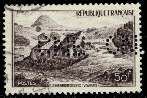 France #632 Mt. Gerbier de Jonc- Vivarais Perfin; Used