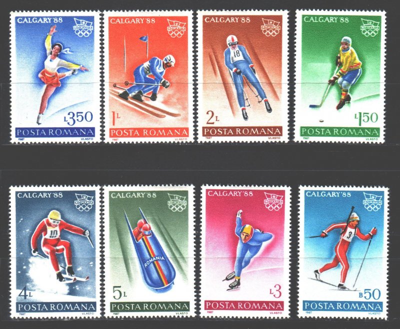 Romania. 1987. 4418-25. Calgary winter olympic games, sports. MNH.