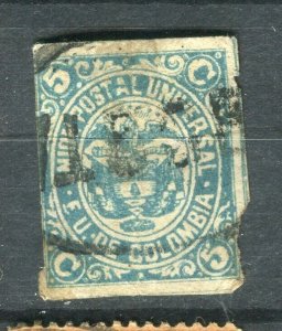 COLOMBIA; 1881 classic Imperf Condor issue used Shade of 5c. Postmark