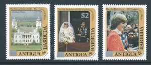 Antigua #797,99,803 NH Diana Birthday Surcharged in SILVER