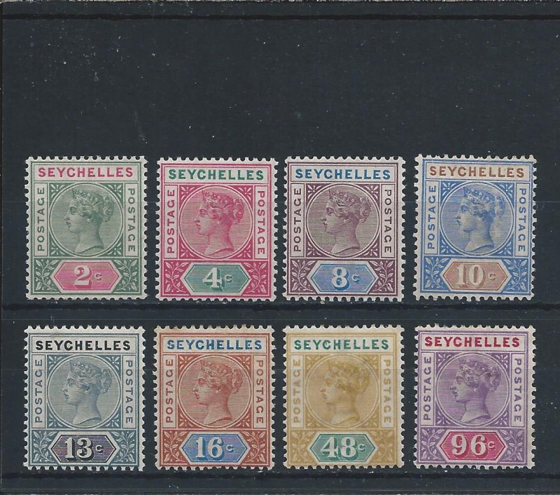 SEYCHELLES 1890-92 SET OF EIGHT MM SG 1/8 CAT £190