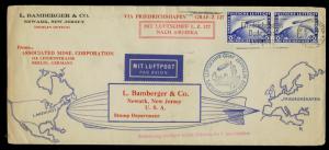 LZ127 ZEPP FLIGHT COVER ON RARE PRINTED LEGAL SIZE FROM GERMANY TO NY BQ1513