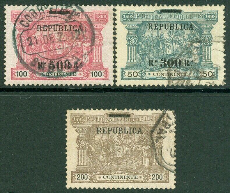 EDW1949SELL : PORTUGAL 1911 Scott #196-98 Very Fine, Used. Catalog $134.00.