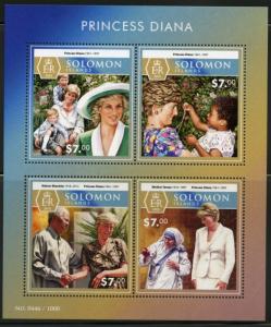 SOLOMON ISLANDS 2015 PRINCESS DIANA MANDELA TERESA HARRY & WILLIAM SHEET MINT NH