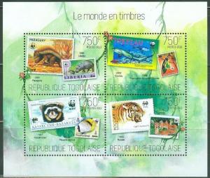 TOGO  2013 WORLD WILDLIFE FUND THE WORLD IN STAMPS  SHEET MINT NH