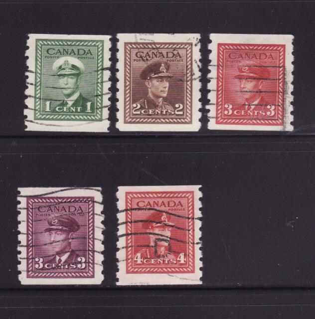 Canada 263-267 Coil Stamps Set U King George VI