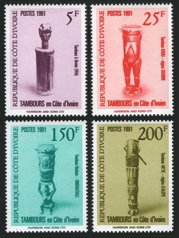 Ivory Coast 910-913.MNH.Michel 1055-1058. Tribal Drums,1991.