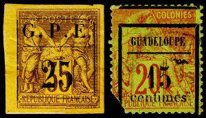 Guadeloupe Scott 2, 4 (1888-89) Mint/Used H P-F, CV $85.00 C