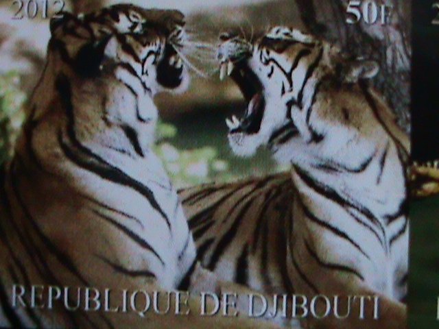 ​DJIBOUTI-2012-WORLD FAMOUS ENDANGERED ANIMALS MNH IMPERF SHEET-VERY FINE