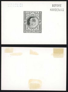 KEVII 10/- die proof on glazed card BEFORE HARDENING 22 NOV 01 SUPERB