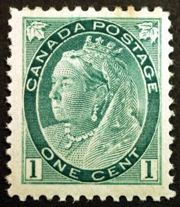 Canada #75 1c Grey Green 1898 Queen Victoria VF *MNH* Spotty Gum