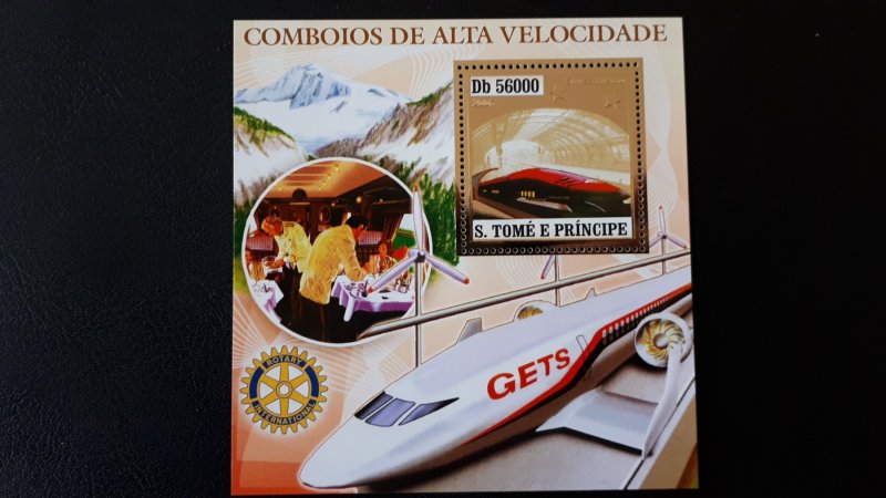 Trains and locomotives - Sao Tome and Principe 2006 - Bl gold ** MNH